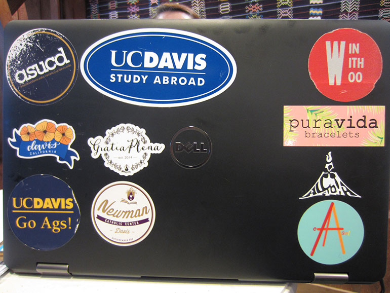 Cynthia Woo's laptop with stickers