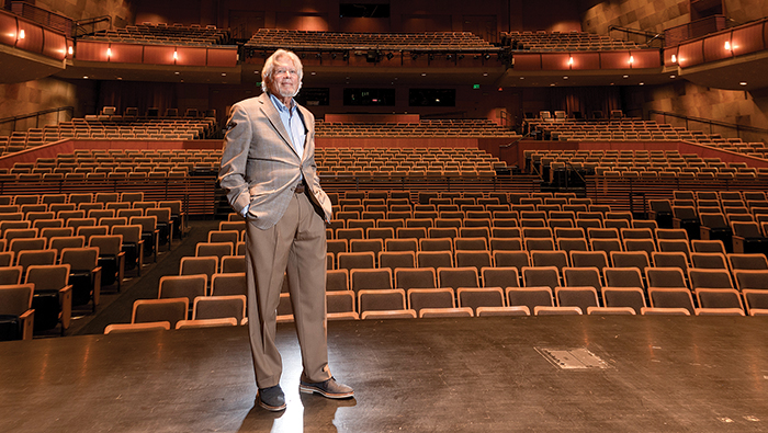 Mondavi Center Executive Director Don Roth stands onstage in Jackson Hall