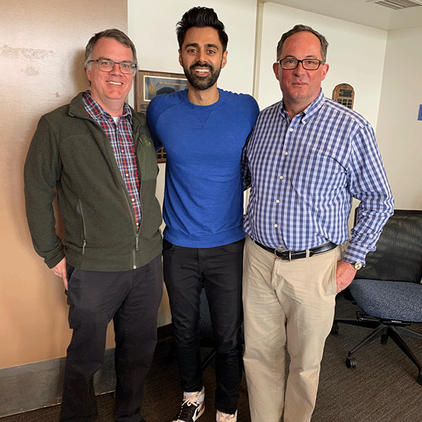 Hasan Minhaj with Erik Engstrom and John Scott