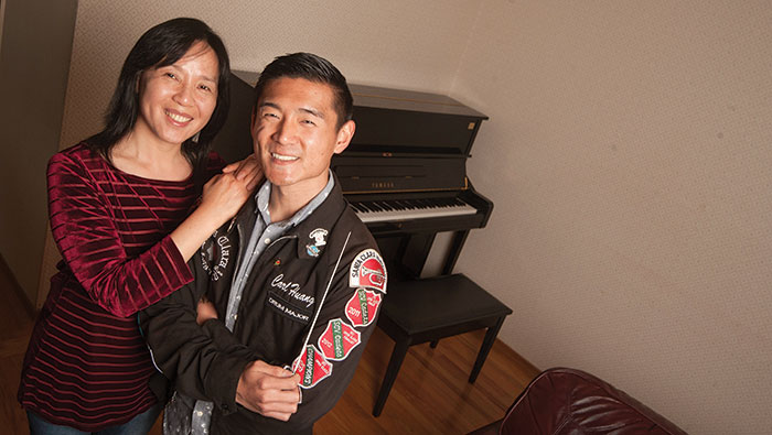 Carl Huang and his mother, Yun Dai