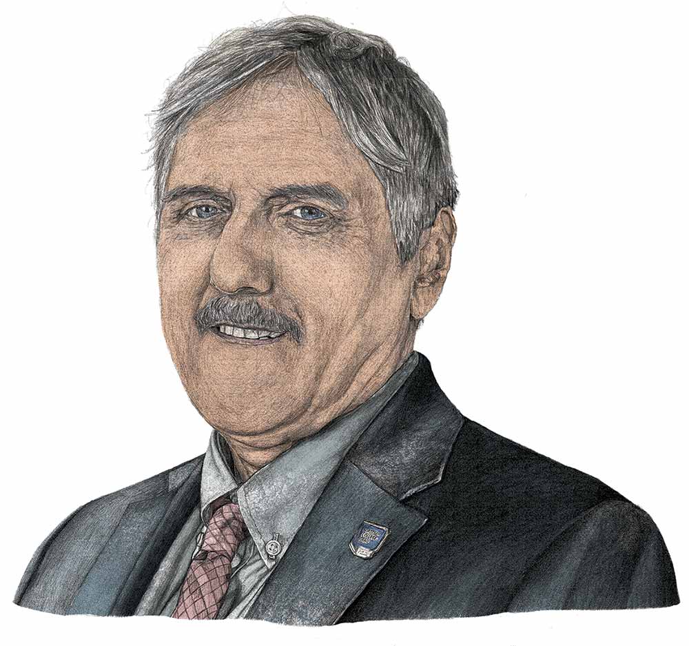 Ink and watercolor portrait illustration of Dean Corsi