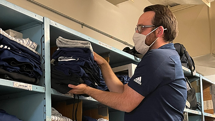 Brian McGovern in the equipment room