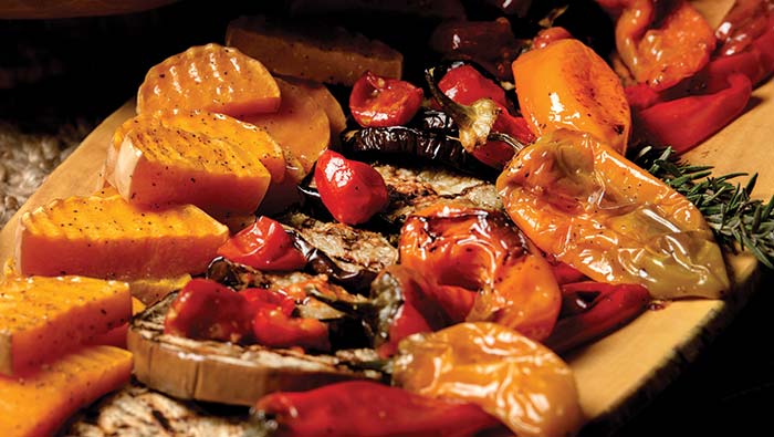 Roasted peppers and squash on a plate