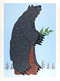 Bear Dancer, 1979, Serigraph, Harry Fonseca. (Courtesy of the Gorman Museum of Native American Art)