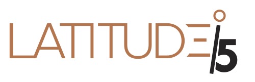 A logo designed to celebrate the fifth anniversary of Latitude restaurant. A number 5 succeeds the word Latitude and a forward slash. 