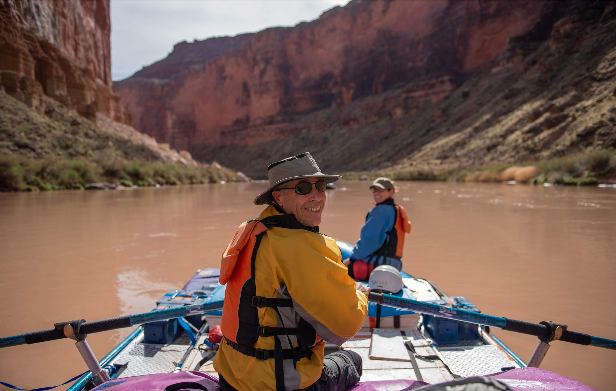 Kim Stanley Robinson on a white water rafting boat