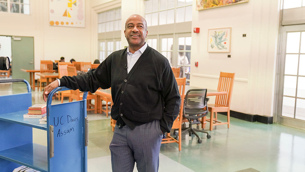 gary s may poses in uc davis library