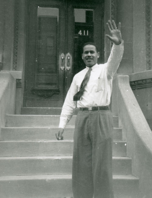 Dad on front steps