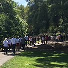 Group walks near Lake Spafford