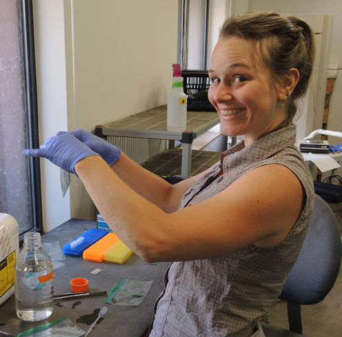 Smiling Sharon Gray in lab