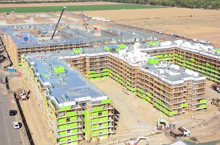 Aerial image of The Green apartmtn project construction