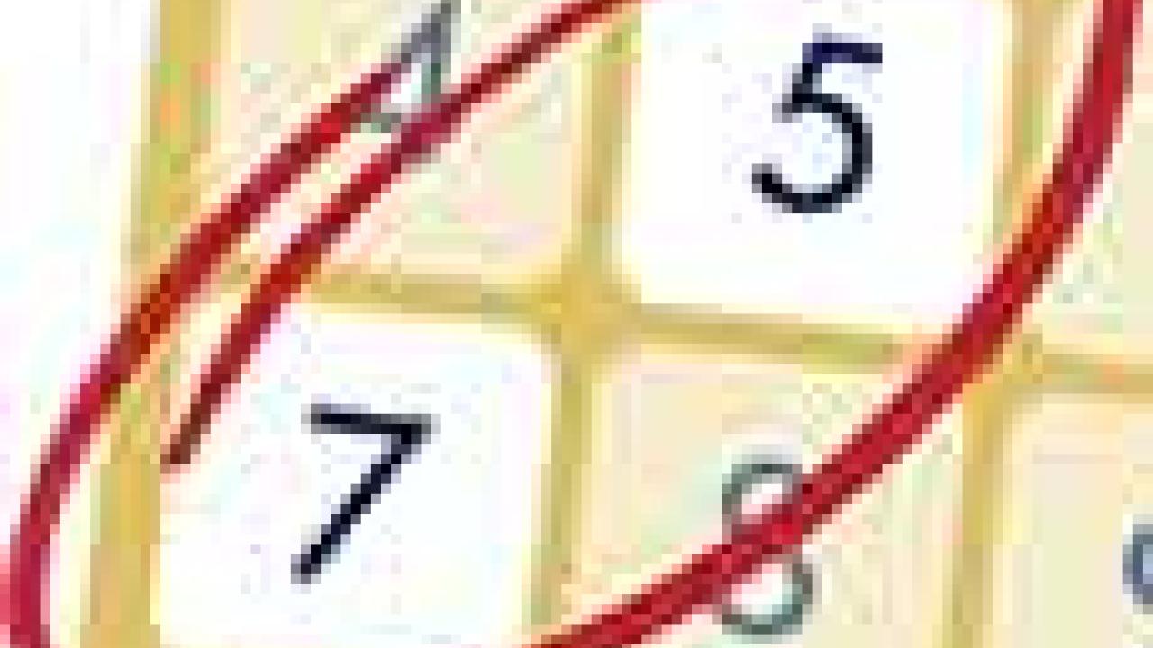 Graphic: Phone dial pad, with 7 and 5 circled