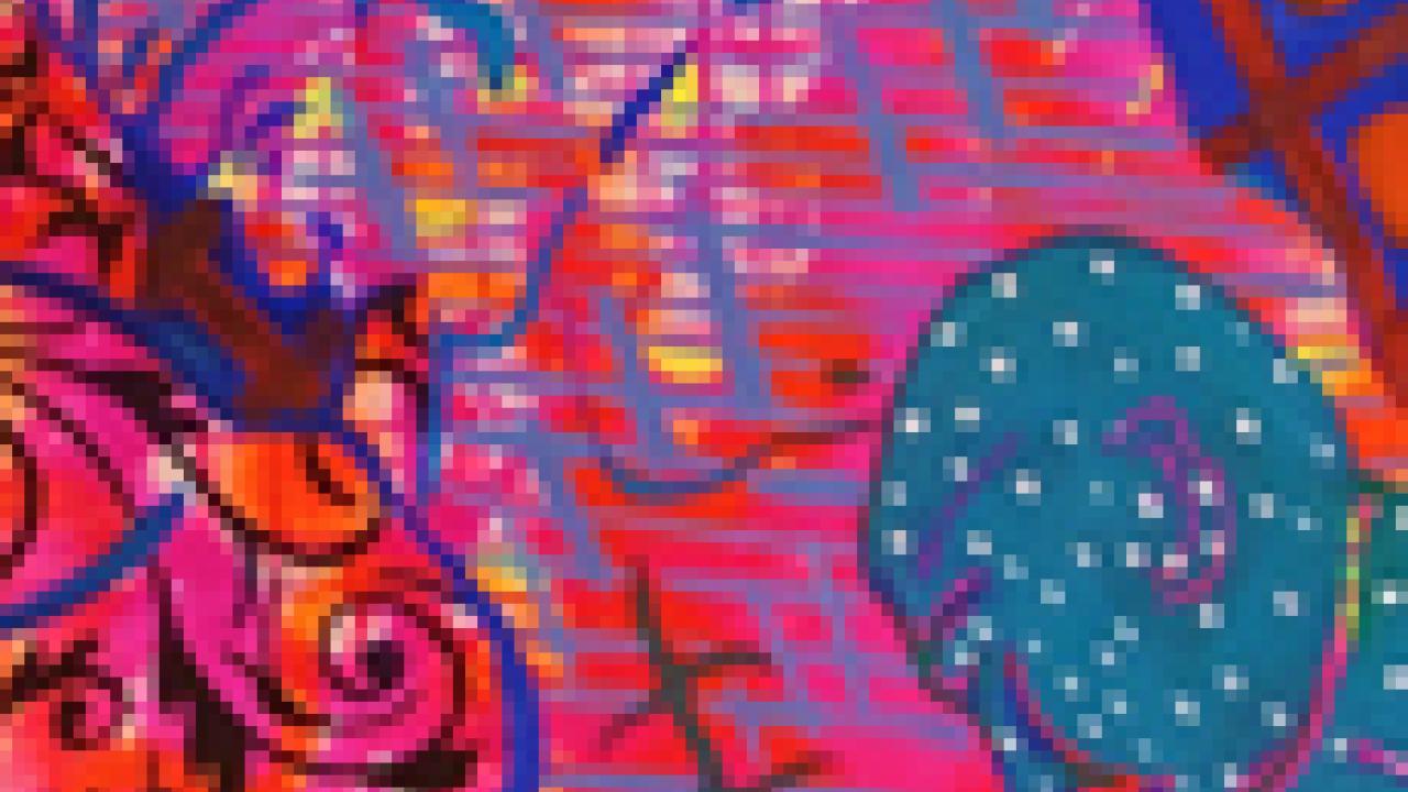 Image: Andrew Armas' "Rhythm 2," acrylic and oil on canvas (cropped)