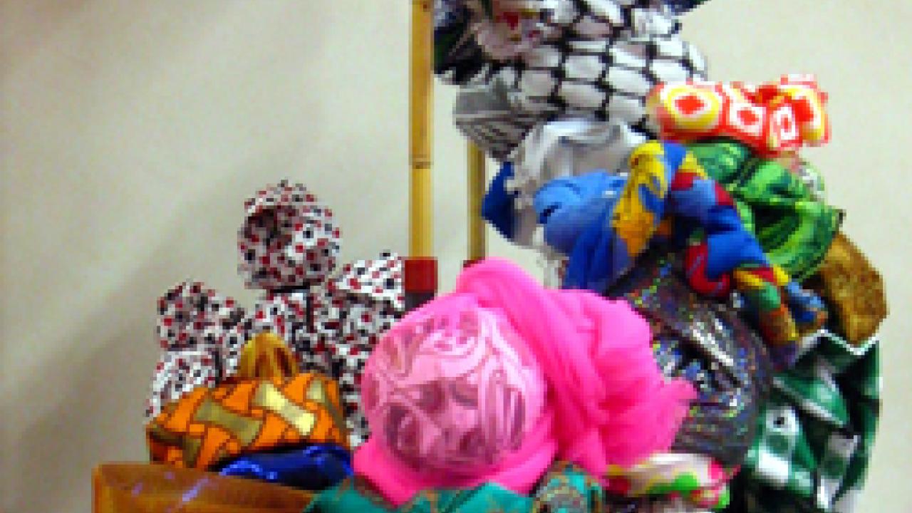 Flatlanders 2 includes Flower Garden, made from fabric, bamboo, pipes and fittings, a 2008 sculpture by Cheslyn Amato of Davis.