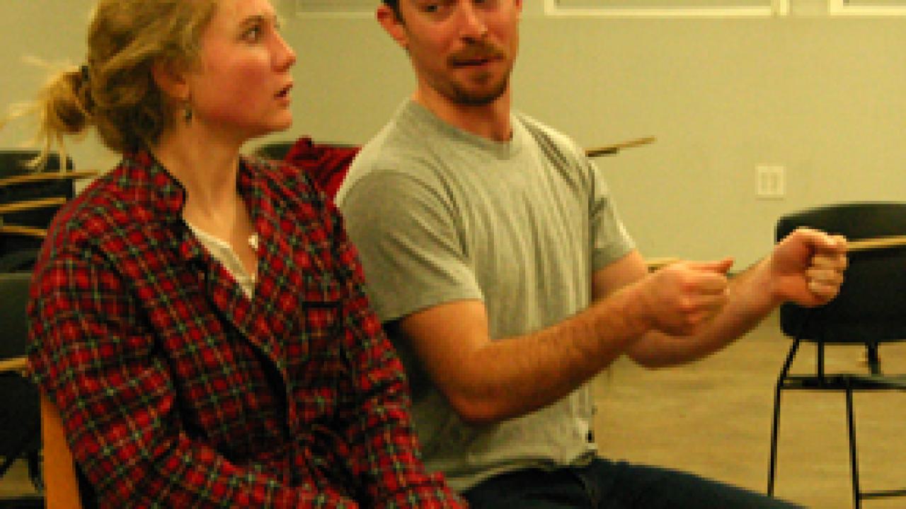 Fuddy Meers rehearsal: David Lutheran and Sarah Stockdale 