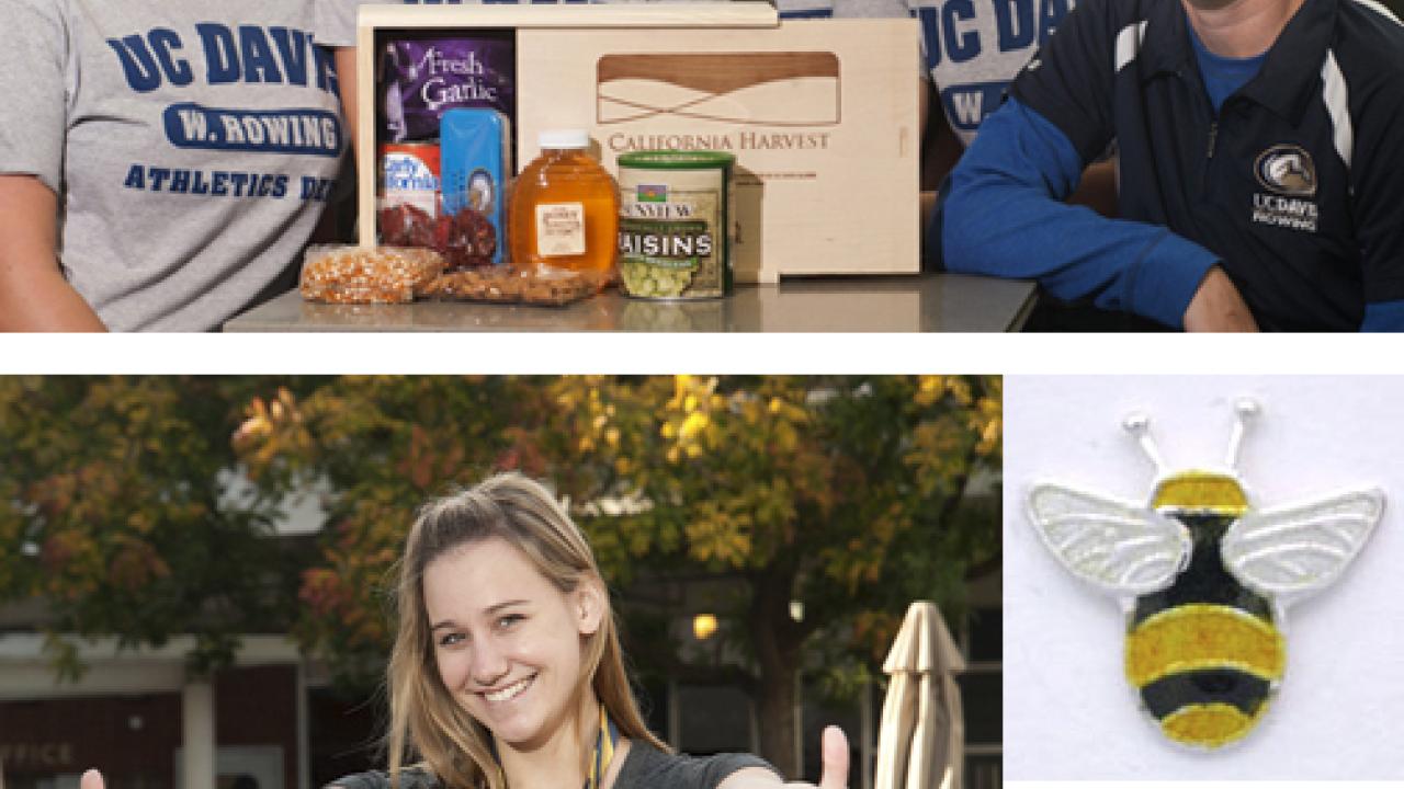 Photos (4): Rowers Vanessa Alo, Samantha Bennett, Alison Tarke, Emily Neary, Carissa Adams; bookstore clerk Allison Ramiller; and honeybee earrings.
