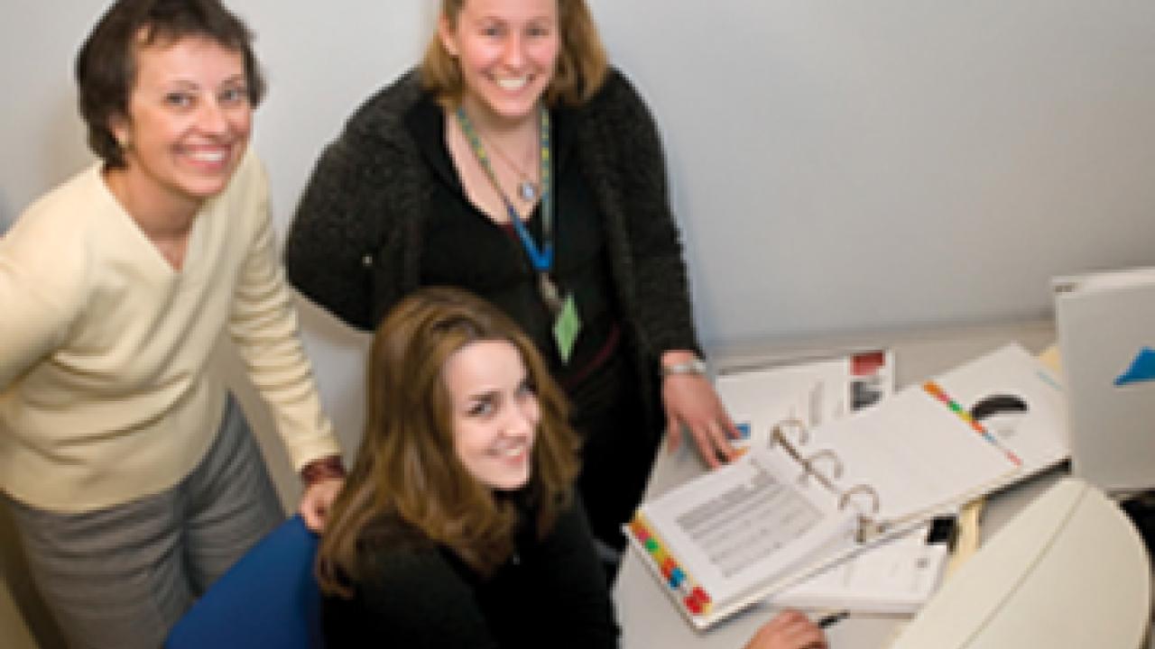 The greenhouse gas emissions data collection team: Victoria Evans, Aimee Pfohl and Kristine Haunschild.