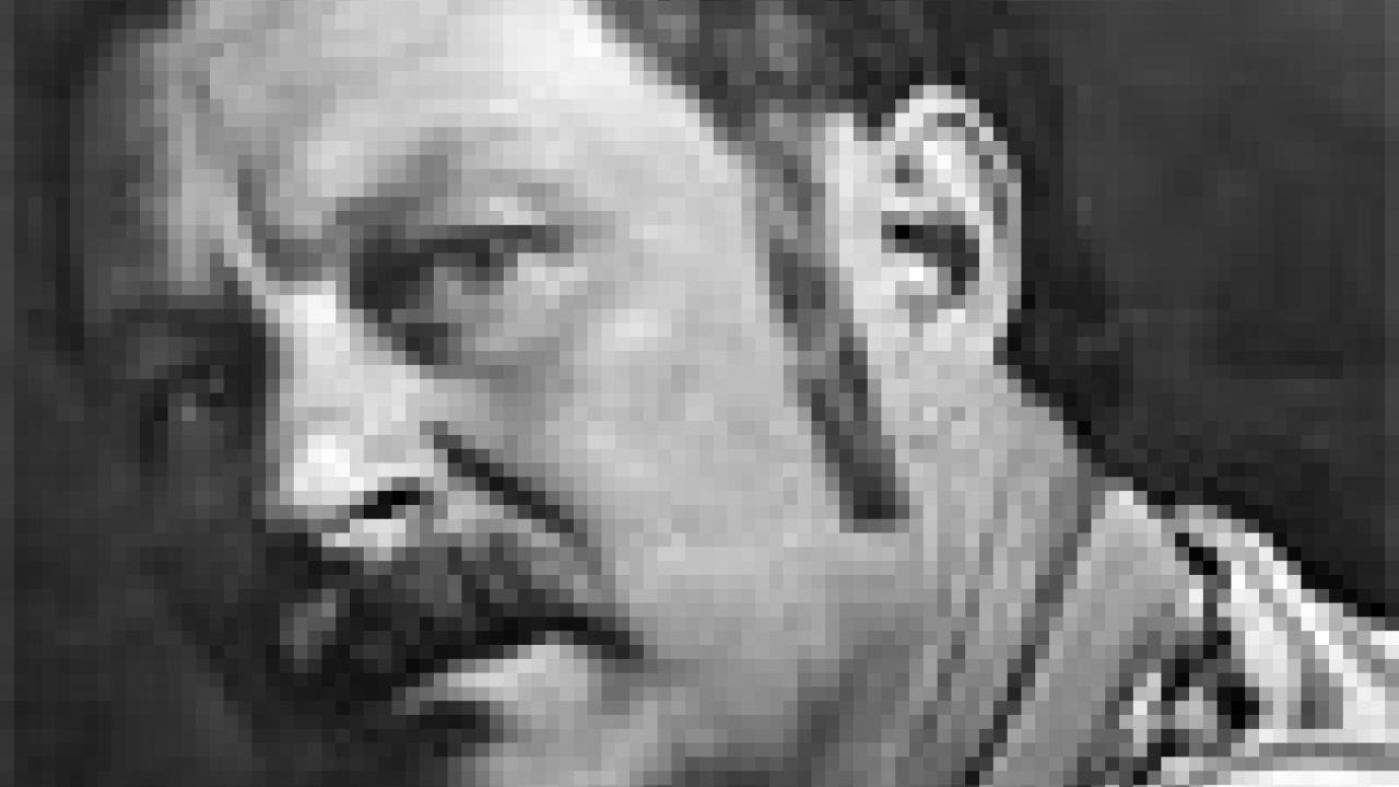 Photo: Roy De Forest's portrait, side angle