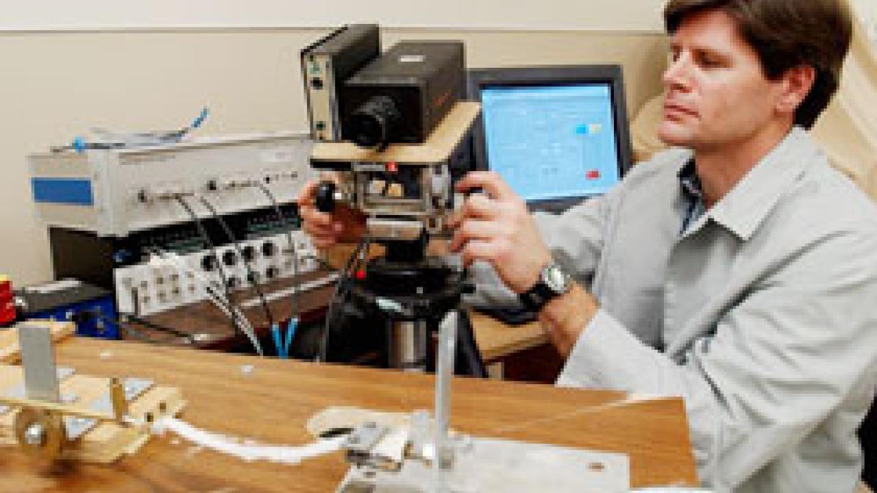 Dave Hawkins uses ultrasound to look at muscle tendon units. His work has been applied to pediatric wheelchair design.