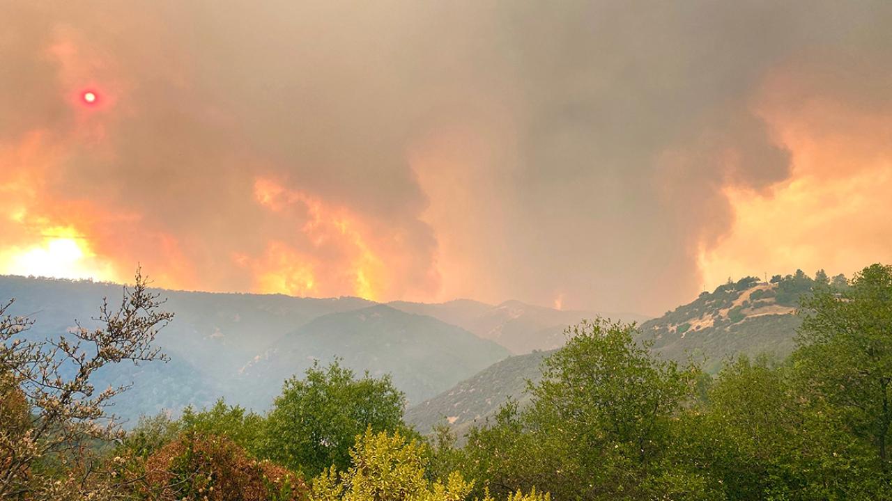 Fire in the distance.