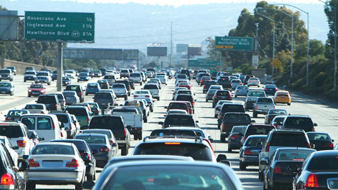 Cars on a busy highway