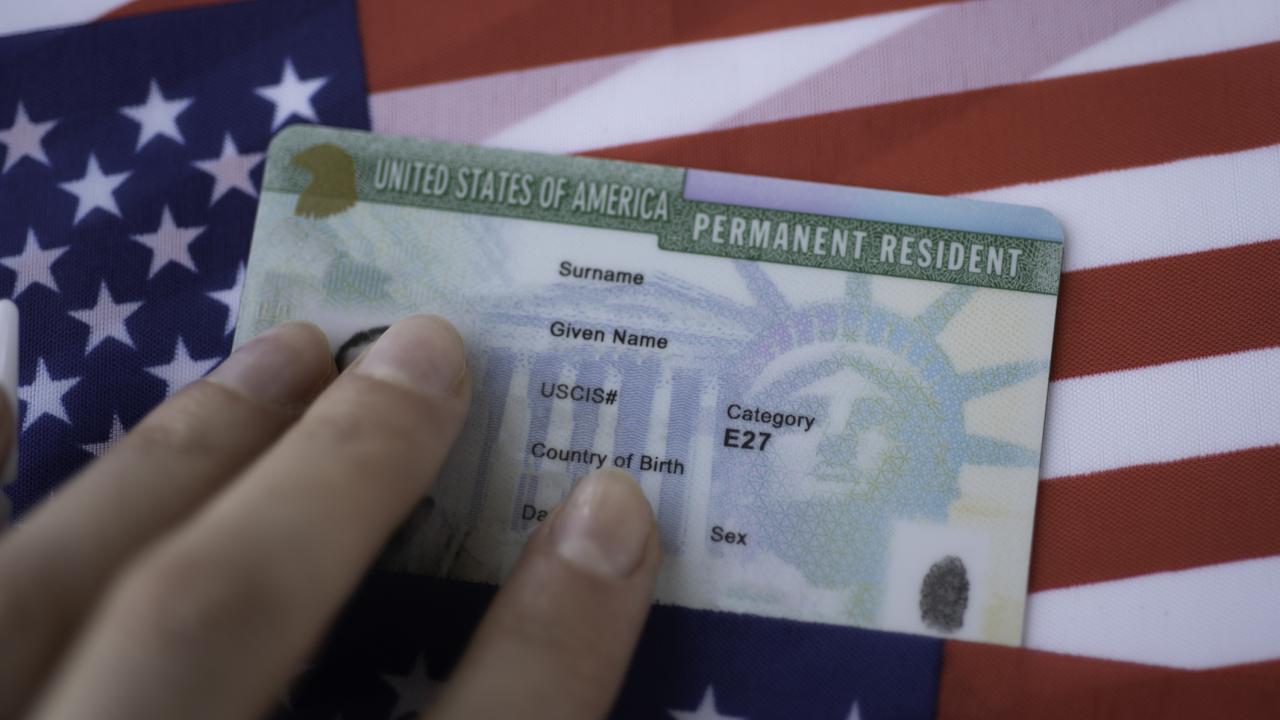 Green card with American Flag