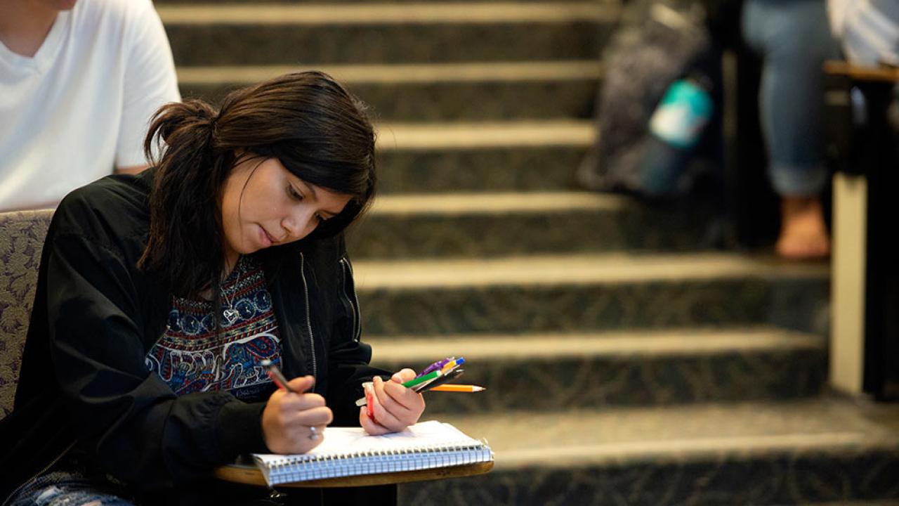 students studies in class