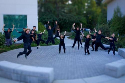 Percussion Ensemble of UC Davis in the Music Courtyard between the Music Building and the Pitzer Center (Phil Daley/photography)