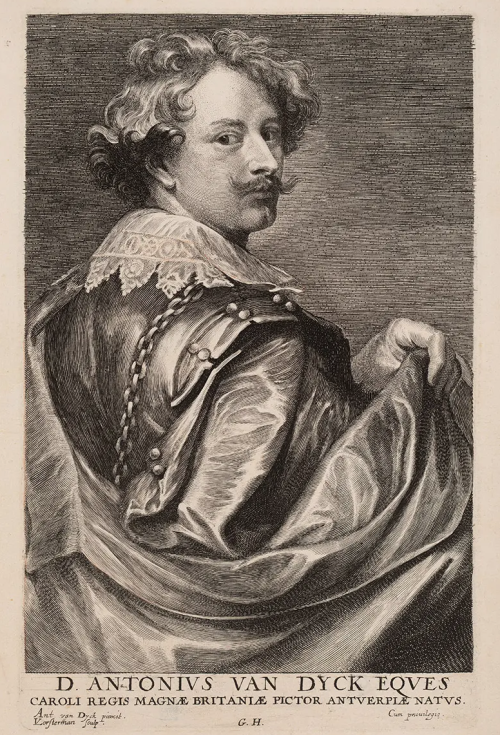 Print of 17th century figure in sepia tones