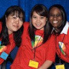 Soaring to New Heights volunteers take time out for lunch. From left: Evelyn McCleer, Vien Huynh and Nieeisa B. Smith, all bookstore employees.