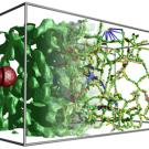 Graphic shows how the algorithm computes changes to an aerogel's structural integrity, upon being hit by a micrometeorite traveling at 10,000 mph.