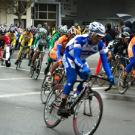 The Amgen Tour of California peloton speeds through downtown Davis last year, en route to Sacramento.