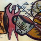 Untitled acrylic on canvas (1975) by Kin-ya-onny beyeh (Carl Nelson Gorman)