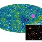 In this NASA image, galaxy clusters seem to be drifting toward a 20-degree-wide patch of sky between the constellations of Centaurus and Vela.