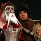 Don Quixote the puppet and Don Quixote the actor, Mario Castro Martinez, and behind the puppet is Kate Cryan, one of the puppeteers.