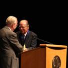 Chancellor Larry Vanderhoef, left, congratulates Cruz Reynoso at the Sept. 15 ceremony honoring the law professor.