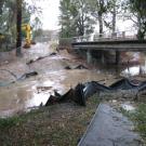 A temporary culvert and earthen dam are submerged in the arboretum waterway the afternoon of Jan. 4, just west of the California Avenue bridge. The culvert and dam had been installed in preparation for a project that calls for placing utility pi