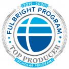 Fulbright Scholar Program circular logo, including designation "Top Producer"