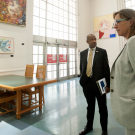 Administrators on library tour