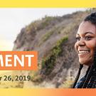 Open enrollment banner, with enrollment dates and picture of woman