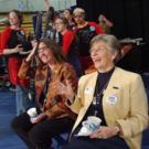 Provost Virginia Hinshaw, right, enjoys the FIRST Robotics Competition excitement with Karen McDonald, associate dean in the College of Engineering.