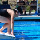 Swimmer prepares for race.