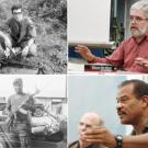 Michael Kelley, top right, and John Nesbitt, both of whom are also shown when in active duty in Vietnam at left above, help UC Davis students deepen their understanding of the controversial war.  