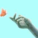 robotic arm with butterfly illustration