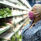 Woman in mask at grocery store