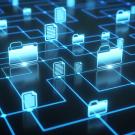 Blue field with light blue background showing data files for high tech businesses