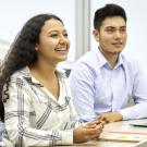 students listening to a presentation in a classroom